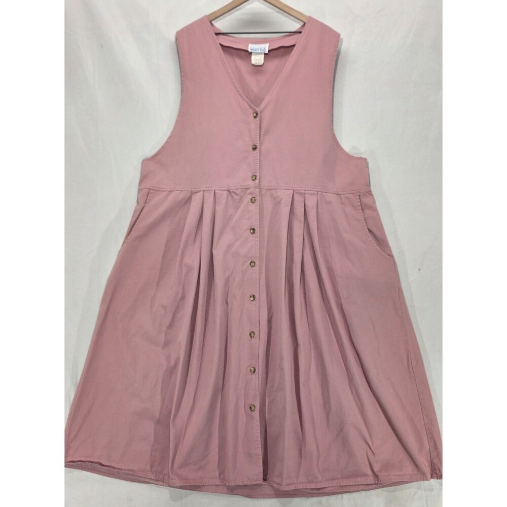 Vintage Ashley II Pink Jumper Apron Dress Womens 22W Pockets 90s Cottagecore USA